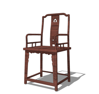 中式古典实木红木，餐椅su草图模型下载