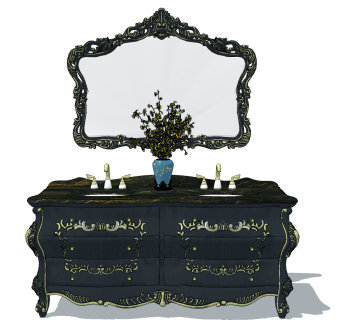 欧式古典雕花浴室柜su草图模型下载