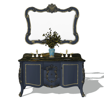 欧式古典雕花浴室柜su草图模型下载