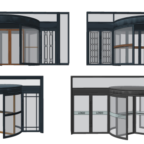 现代旋转门su草图模型下载