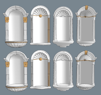 简欧壁龛su草图模型下载