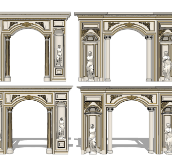 欧式门套垭口su草图模型下载