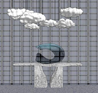 新中式玄关台su草图模型下载