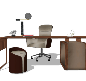 现代办公桌椅，老板台，su草图模型下载