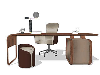 现代办公桌椅，老板台，su草图模型下载