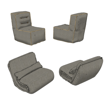 现代懒人沙发su草图模型下载