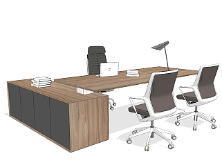 现代办公桌椅，老板台su草图模型下载