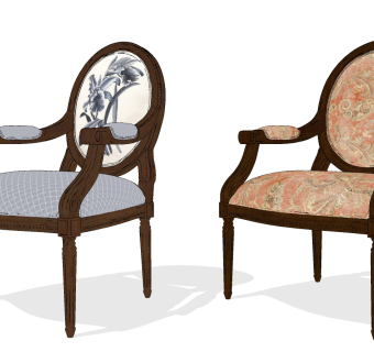 欧式单椅su草图模型下载