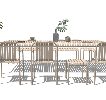 现代户外休闲桌椅su草图模型下载