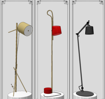 现代落地灯组合su草图模型下载
