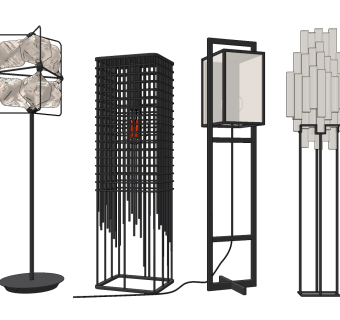现代落地灯su草图模型下载