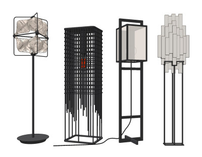 现代落地灯su草图模型下载
