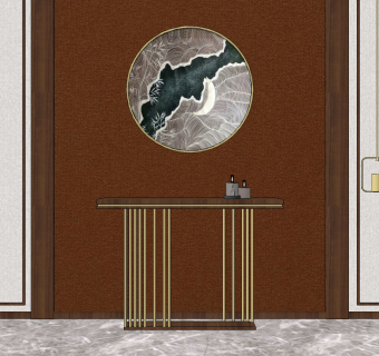 新中式实木端景台su草图模型下载