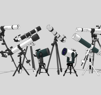 现代天文望远镜组合su草图模型下载