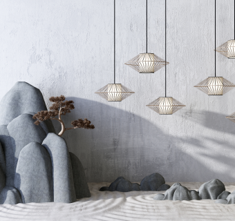 新中式假山景观小品su草图模型下载