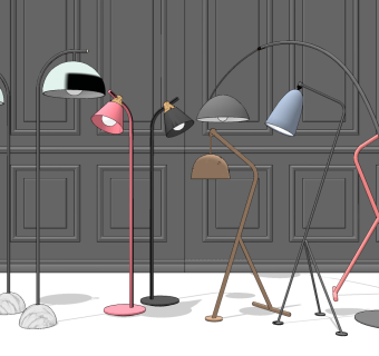北欧落地灯组合su草图模型下载