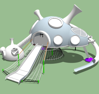 现代科幻滑梯游乐设备su草图模型下载
