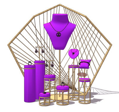 现代珠宝首饰项链陈列道具展架su草图模型下载