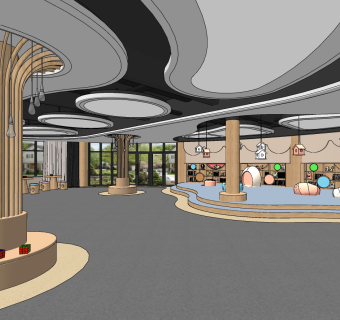 现代幼儿园儿童活动区su草图模型下载