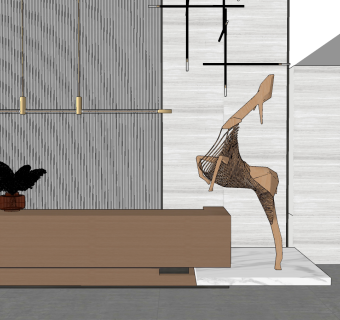 现代接待台su草图模型下载