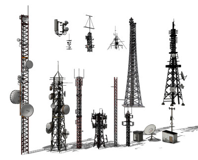 现代卫星天线信号塔su草图模型下载