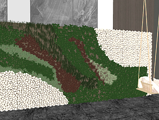 现代绿植植物墙su草图模型下载