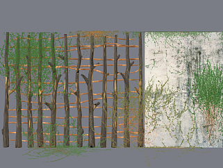 现代藤蔓植物，绿植墙su草图模型下载