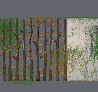 现代藤蔓植物，绿植墙su草图模型下载