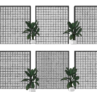 现代隔断屏风组合su草图模型下载