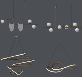 现代吊灯su草图模型下载