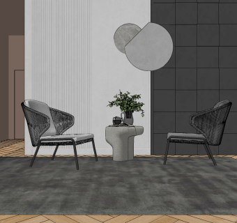 现代户外休闲椅su草图模型下载