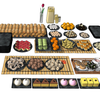 现代糕点，食物su草图模型下载