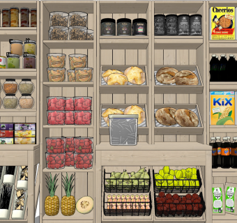 现代商场超市货架食物小食品su草图模型下载