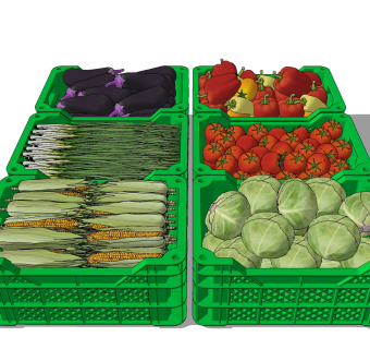 现代蔬菜水果su草图模型下载