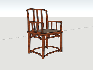 中式古典红木家具梳背椅su草图模型下载