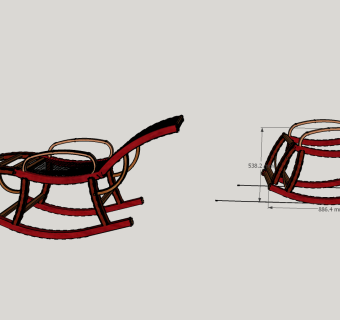 中式摇椅su草图模型下载