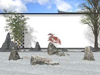 新中式景观庭院石头，<em>竹子su</em>草图<em>模型下载</em>