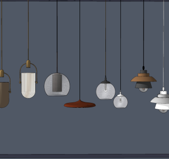现代小吊灯组合su草图模型下载