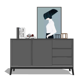 现代边柜su草图模型下载