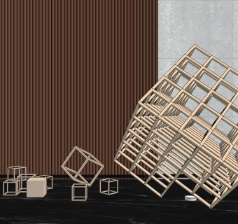 现代金属城市雕塑饰品su草图模型下载