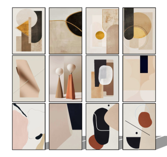 现代艺术图案装饰挂画su草图模型下载