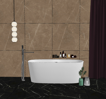 现代简约浴缸，洗漱用品su草图模型下载