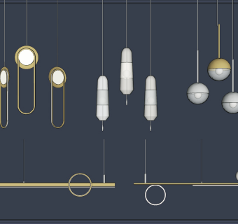 现代轻奢小吊灯组合su草图模型下载