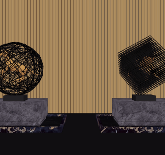 现代雕塑组合su草图模型下载