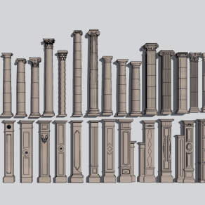 欧式罗马柱，柱子su草图模型下载