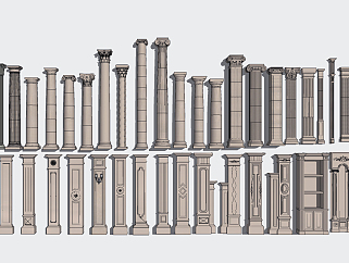 歐式羅馬柱，柱子su草圖模型下載