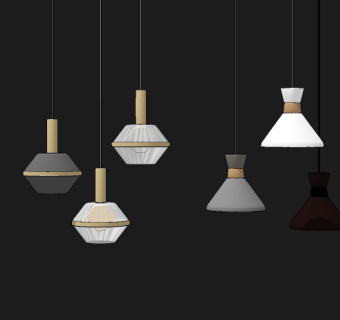 现代金属小吊灯组合su草图模型下载