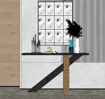 现代玄关摆台su草图模型下载