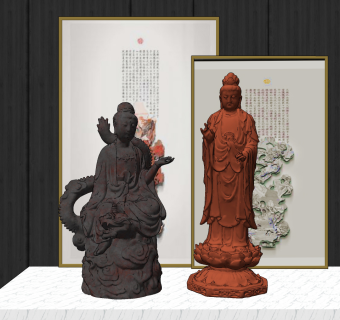 新中式佛相雕塑su草图模型下载