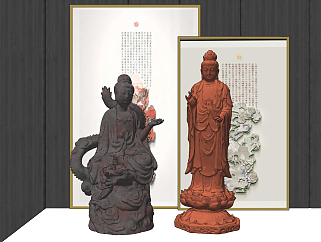 新中式佛相雕塑su草图模型下载